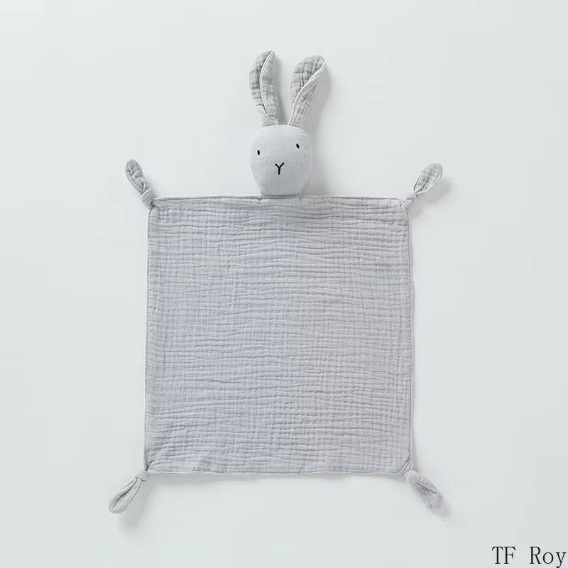 Cute Baby Rabbit Cat Comforter Soft Cotton Sleeping Dolls Soothing Cloth Blanket Baby Muslin Towel Newborn Appease Towel Bibs