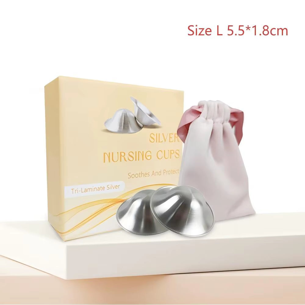 The Original Silvering Nursing Cups - Tri-Laminate Silver-Nipple Shields for Nursing Newborn -Breastfeeding Essentials - Protect