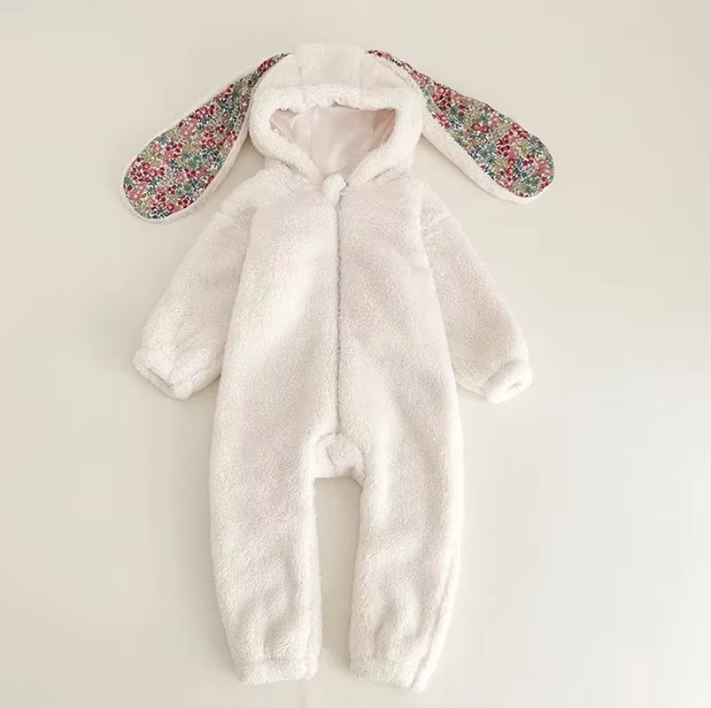 Spring Baby Girls Boys Rabbit Romper Newborn One-Piece Jumpsuit Hooded Pajamas Boys Plush Homewear Outfits Baby Costume