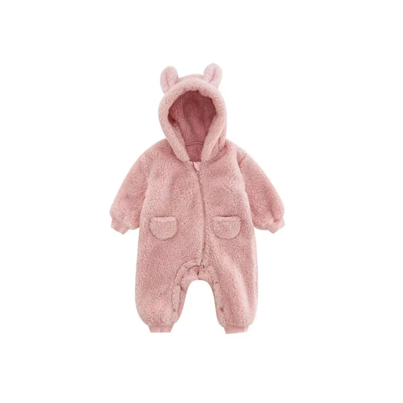 Autumn Spring Clothes Newborn Baby Boys Fleece Cotton Jumpsuit for Baby Girls Hooded Romper Infant Christmas Costumes 0-18M