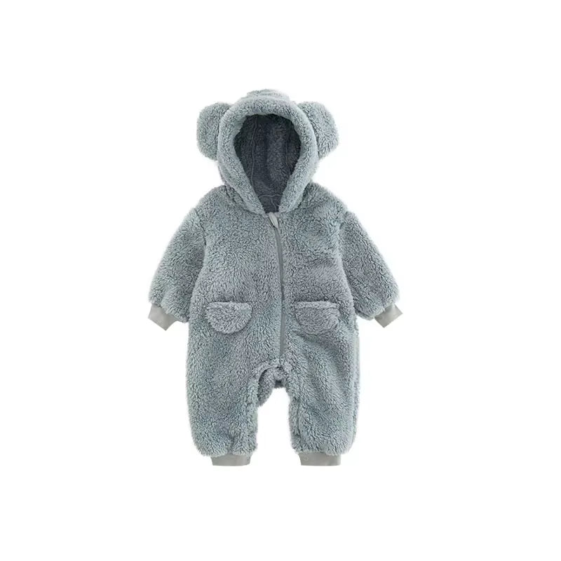 Autumn Spring Clothes Newborn Baby Boys Fleece Cotton Jumpsuit for Baby Girls Hooded Romper Infant Christmas Costumes 0-18M