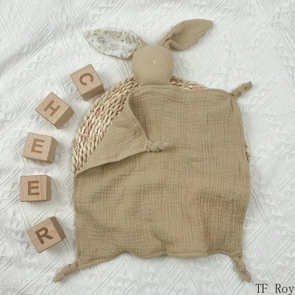 Cute Baby Rabbit Cat Comforter Soft Cotton Sleeping Dolls Soothing Cloth Blanket Baby Muslin Towel Newborn Appease Towel Bibs
