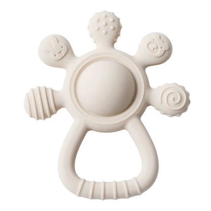 BPA Free Silicone Teether Food Grade Baby 0-12 Toys Teething Rattle Sensory Toys for Toddlers Silicone Hand Bell Soothing Toys