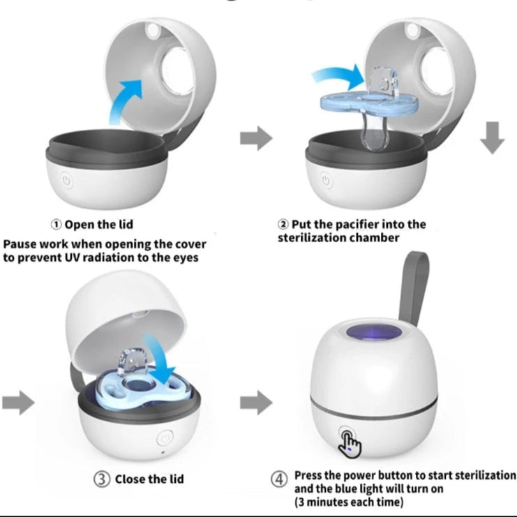 Portable Baby Pacifier Sterilizer Box Mini UV Light Sterilizer Box for Baby Pacifier, Bottle Nipples, Teethers Breast Pump