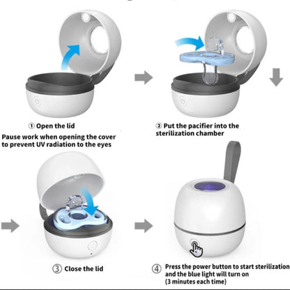 Portable Baby Pacifier Sterilizer Box Mini UV Light Sterilizer Box for Baby Pacifier, Bottle Nipples, Teethers Breast Pump