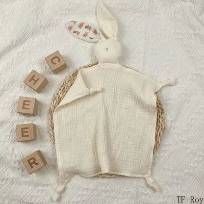 Cute Baby Rabbit Cat Comforter Soft Cotton Sleeping Dolls Soothing Cloth Blanket Baby Muslin Towel Newborn Appease Towel Bibs