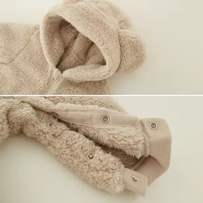 Autumn Spring Clothes Newborn Baby Boys Fleece Cotton Jumpsuit for Baby Girls Hooded Romper Infant Christmas Costumes 0-18M