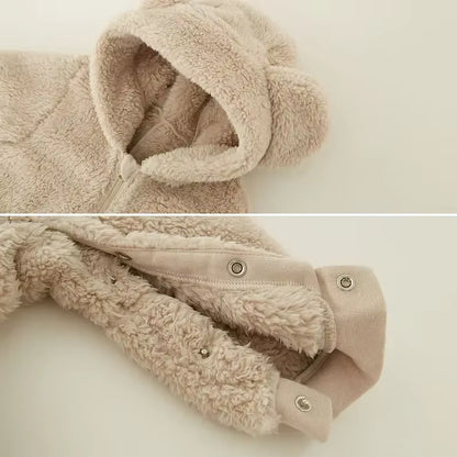 Autumn Spring Clothes Newborn Baby Boys Fleece Cotton Jumpsuit for Baby Girls Hooded Romper Infant Christmas Costumes 0-18M