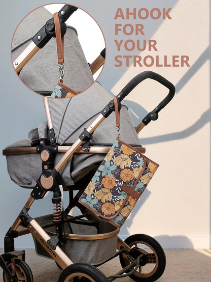 Portable Diaper Changing Pad, Portable Changing Pad for Newborn Girl & Boy - Baby Changing Pad with Smart Wipes Pocket