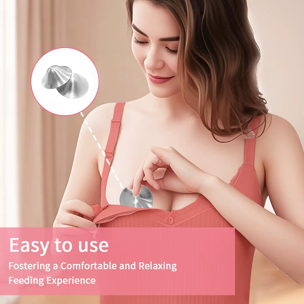 The Original Silvering Nursing Cups - Tri-Laminate Silver-Nipple Shields for Nursing Newborn -Breastfeeding Essentials - Protect