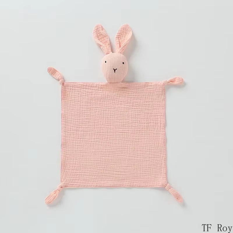 Cute Baby Rabbit Cat Comforter Soft Cotton Sleeping Dolls Soothing Cloth Blanket Baby Muslin Towel Newborn Appease Towel Bibs