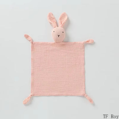 Cute Baby Rabbit Cat Comforter Soft Cotton Sleeping Dolls Soothing Cloth Blanket Baby Muslin Towel Newborn Appease Towel Bibs