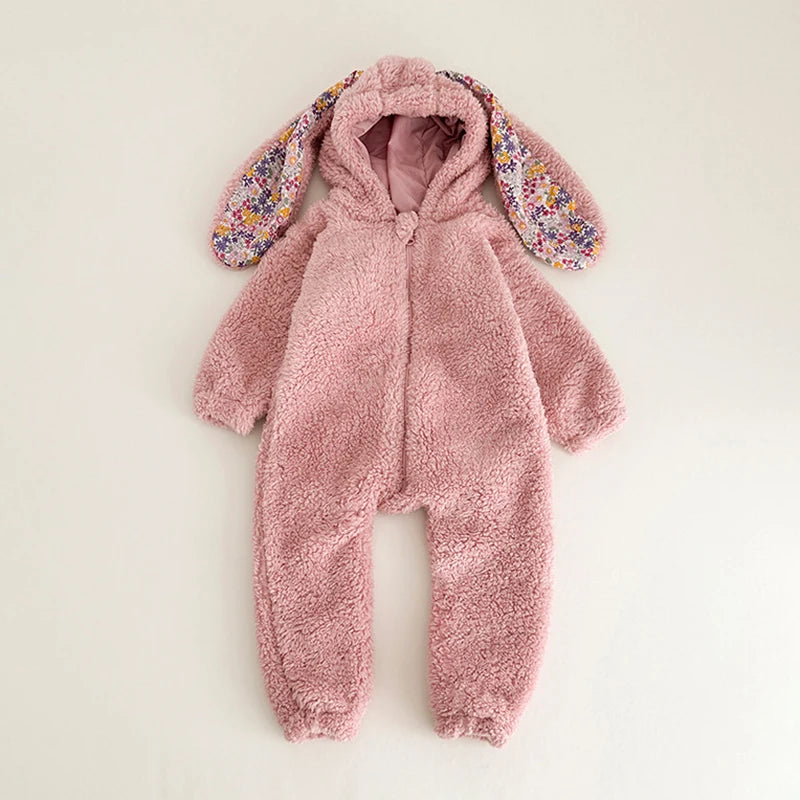 Spring Baby Girls Boys Rabbit Romper Newborn One-Piece Jumpsuit Hooded Pajamas Boys Plush Homewear Outfits Baby Costume