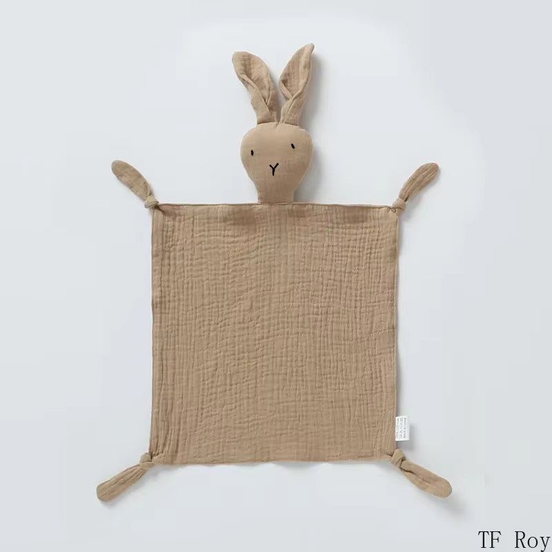 Cute Baby Rabbit Cat Comforter Soft Cotton Sleeping Dolls Soothing Cloth Blanket Baby Muslin Towel Newborn Appease Towel Bibs