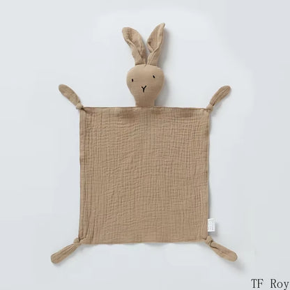 Cute Baby Rabbit Cat Comforter Soft Cotton Sleeping Dolls Soothing Cloth Blanket Baby Muslin Towel Newborn Appease Towel Bibs
