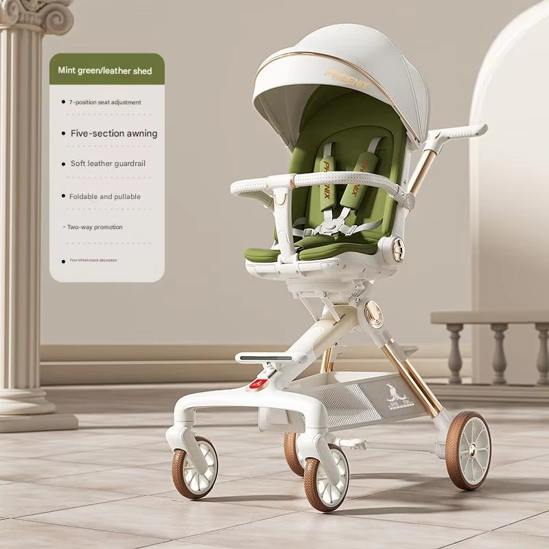 Fold Infant Bidirectional Shock Absorption Baby Handcart Reclining Out Shade Cortex Seat