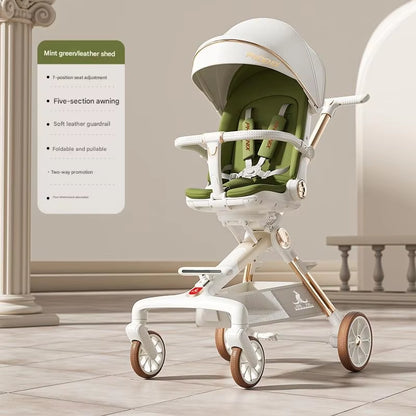 Fold Infant Bidirectional Shock Absorption Baby Handcart Reclining Out Shade Cortex Seat