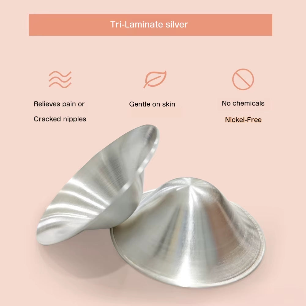 The Original Silvering Nursing Cups - Tri-Laminate Silver-Nipple Shields for Nursing Newborn -Breastfeeding Essentials - Protect