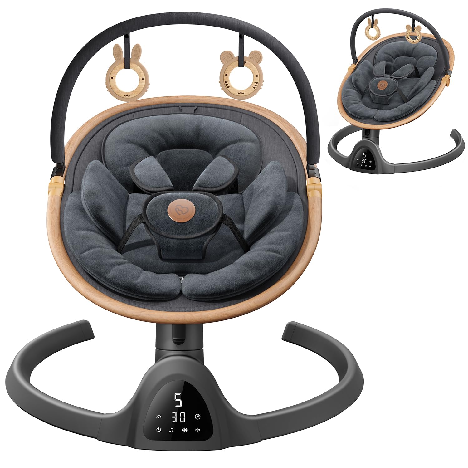 Baby Swings for Infants,  Bluetooth Infant Swing with Music Speaker with 3 Seat Positions, 5 Speeds and Remote Control - Portable Baby Swing for Indoor and Outdoor (Black)