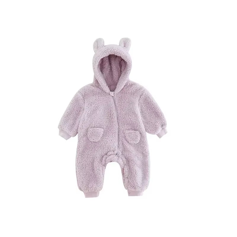 Autumn Spring Clothes Newborn Baby Boys Fleece Cotton Jumpsuit for Baby Girls Hooded Romper Infant Christmas Costumes 0-18M
