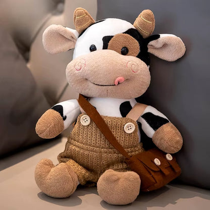 26CM Simulation Cattle Animals Plush Toys Cartoon Milk Cow Plush Doll Soft Stuffed Sweater Cow Pillow Home Decoration Toy