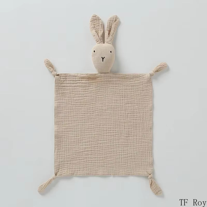Cute Baby Rabbit Cat Comforter Soft Cotton Sleeping Dolls Soothing Cloth Blanket Baby Muslin Towel Newborn Appease Towel Bibs
