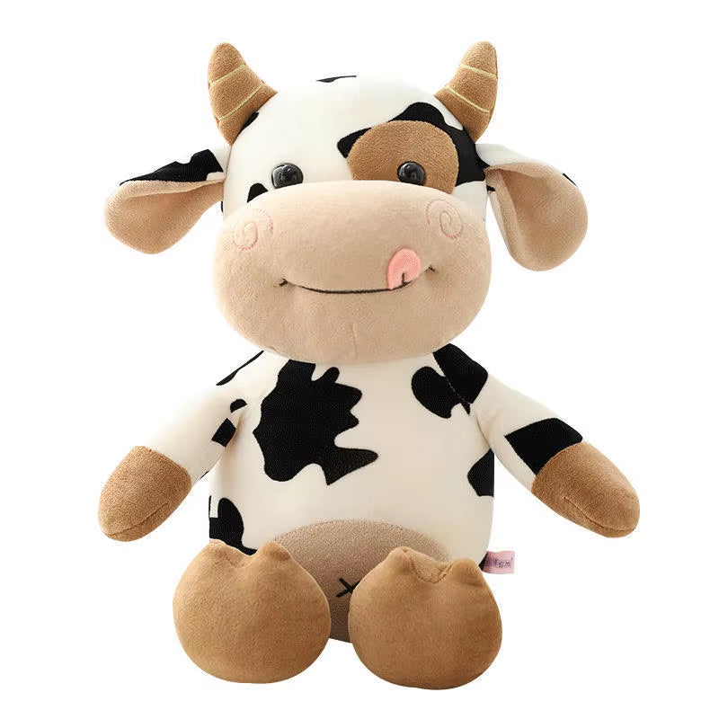 26CM Simulation Cattle Animals Plush Toys Cartoon Milk Cow Plush Doll Soft Stuffed Sweater Cow Pillow Home Decoration Toy