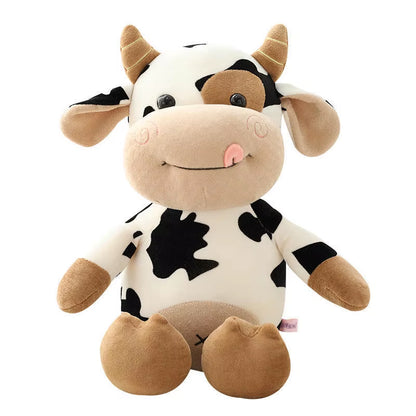 26CM Simulation Cattle Animals Plush Toys Cartoon Milk Cow Plush Doll Soft Stuffed Sweater Cow Pillow Home Decoration Toy