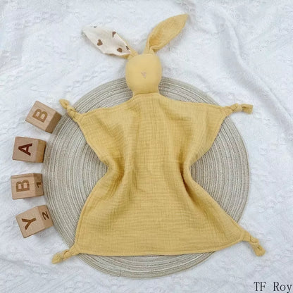 Cute Baby Rabbit Cat Comforter Soft Cotton Sleeping Dolls Soothing Cloth Blanket Baby Muslin Towel Newborn Appease Towel Bibs