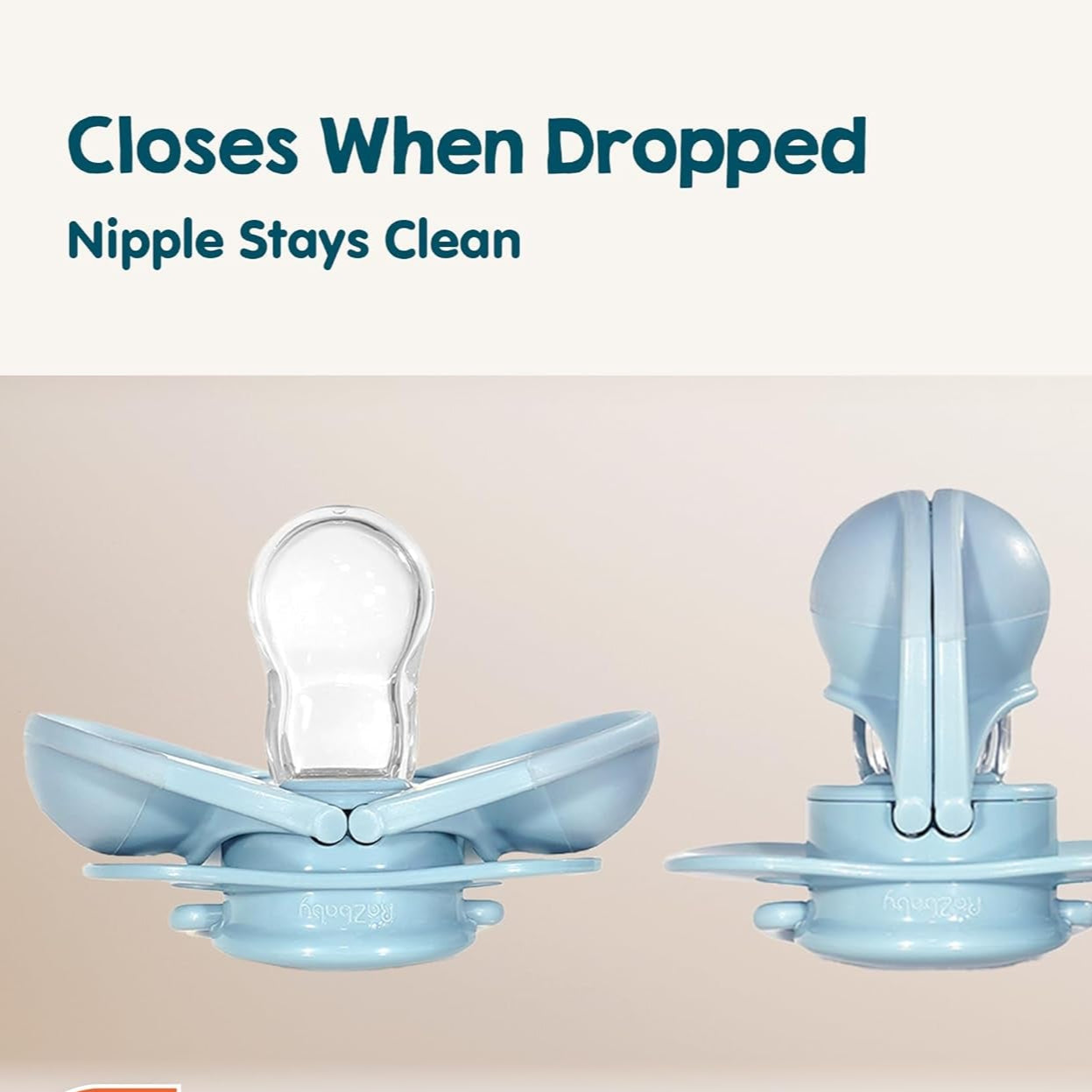 Keep-It-Kleen Baby Pacifier 2-Pack Closes When Dropped - Bpa-Free Silicone Orthodontic Nipple, Ideal for Travel, Nipple Stays Clean, 0-36 Months - Panda/Sloth Design