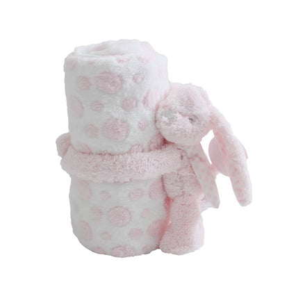 2 Piece Plush 30 X 30 Baby Security Sleep Blanket 6 Style Stuffed Animal Set Pink Bunny Newborn Baby Gift