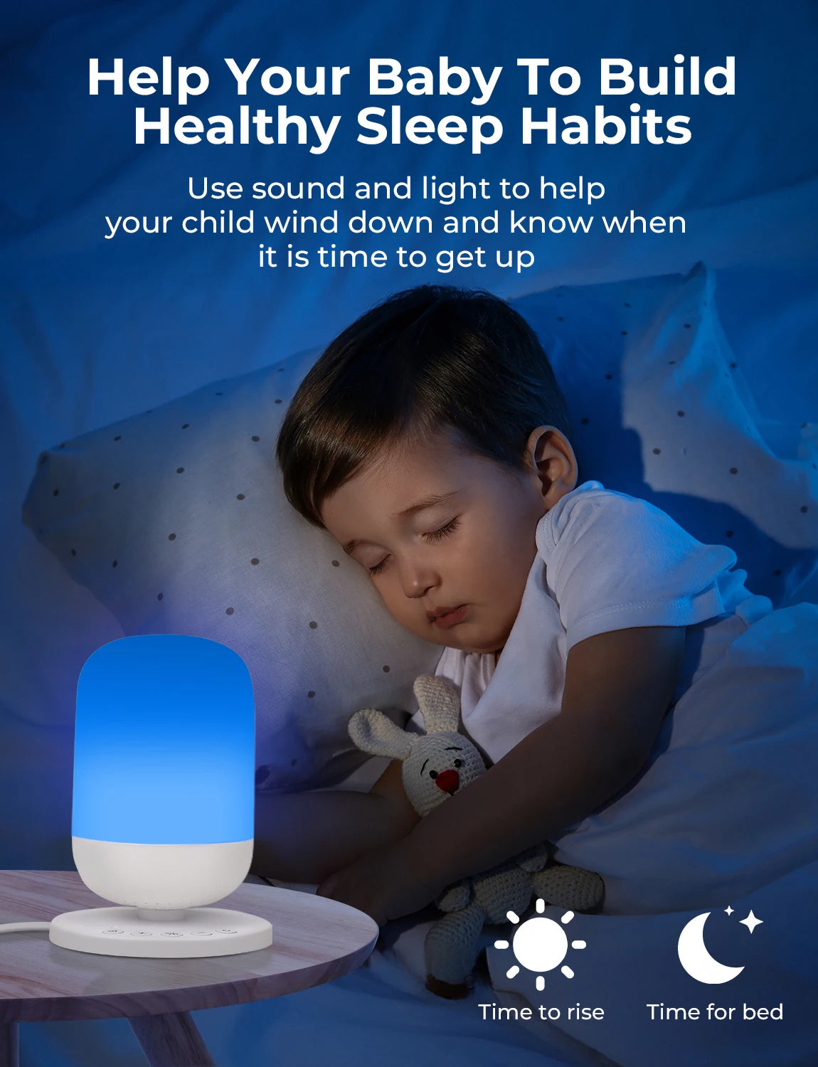 Tuya App Smart White Noise Machine Baby Sleep Sound Machine Colorful Night Lights 34 Soothing Sounds Supports APP Remote Control