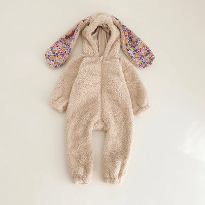 Spring Baby Girls Boys Rabbit Romper Newborn One-Piece Jumpsuit Hooded Pajamas Boys Plush Homewear Outfits Baby Costume
