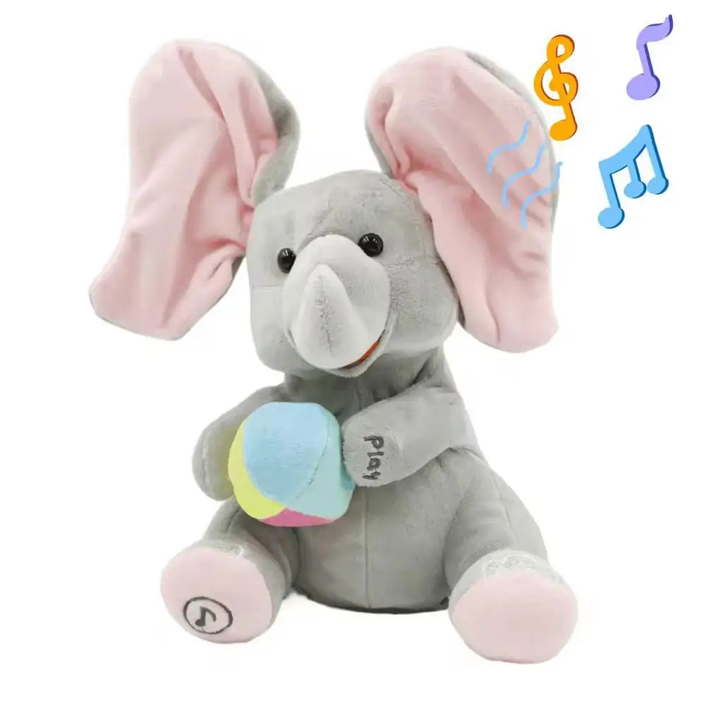 Hide-And-Seek Elephant Plush Toy Flapping Ears with Cheerful Songs Elephant Soft Soothing New Born Gift for 3-12 Months