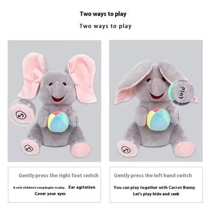 Hide-And-Seek Elephant Plush Toy Flapping Ears with Cheerful Songs Elephant Soft Soothing New Born Gift for 3-12 Months