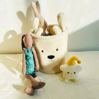 Lambswool Pet Toys Snacks Canvas Storage Basket Bear Dirty Clothes Basket Children'S Toys Super Soft Touch Charpa Cotton