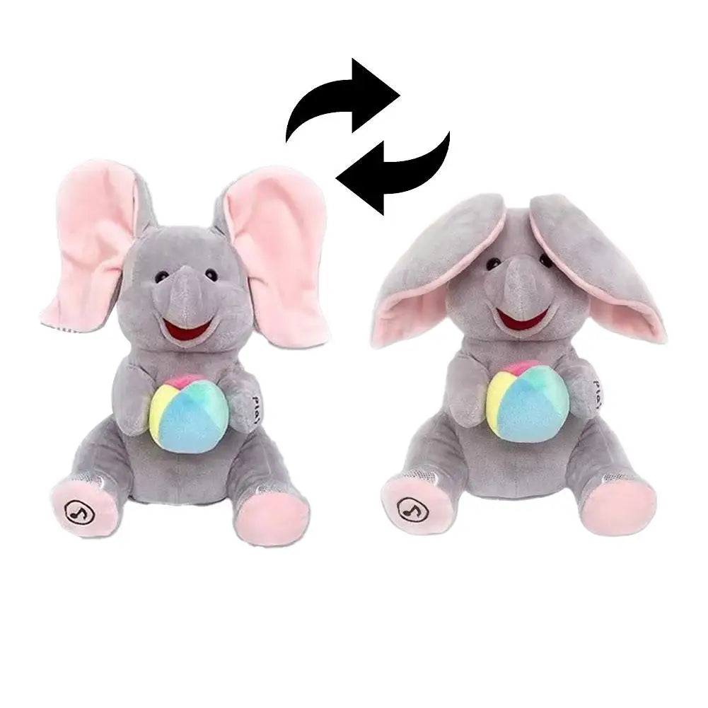 Hide-And-Seek Elephant Plush Toy Flapping Ears with Cheerful Songs Elephant Soft Soothing New Born Gift for 3-12 Months