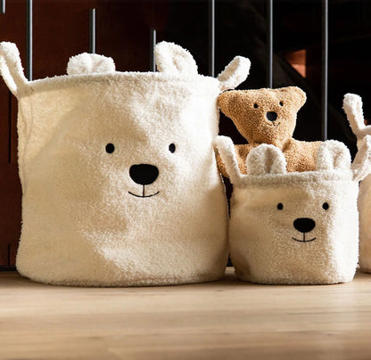 Lambswool Pet Toys Snacks Canvas Storage Basket Bear Dirty Clothes Basket Children'S Toys Super Soft Touch Charpa Cotton