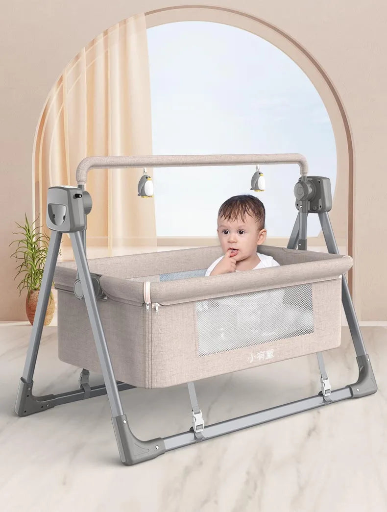 Custom Multi-Function Electric Baby Rocking Cradle Bed Easy Foldable Baby Bassinet with Music Mosquito Net Electronic Baby Swing