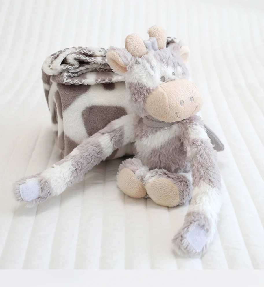 Plush Baby Security Blanket Set  with Stuffed Animal