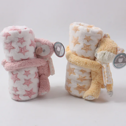 Plush Baby Security Blanket Set  with Stuffed Animal