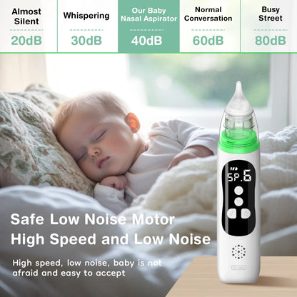 MAMIJOY Baby Electric Nasal Aspirator Nose Suction Device with Food Grade Silicone Mouthpiece 6 Suction Modes and Soothing Music