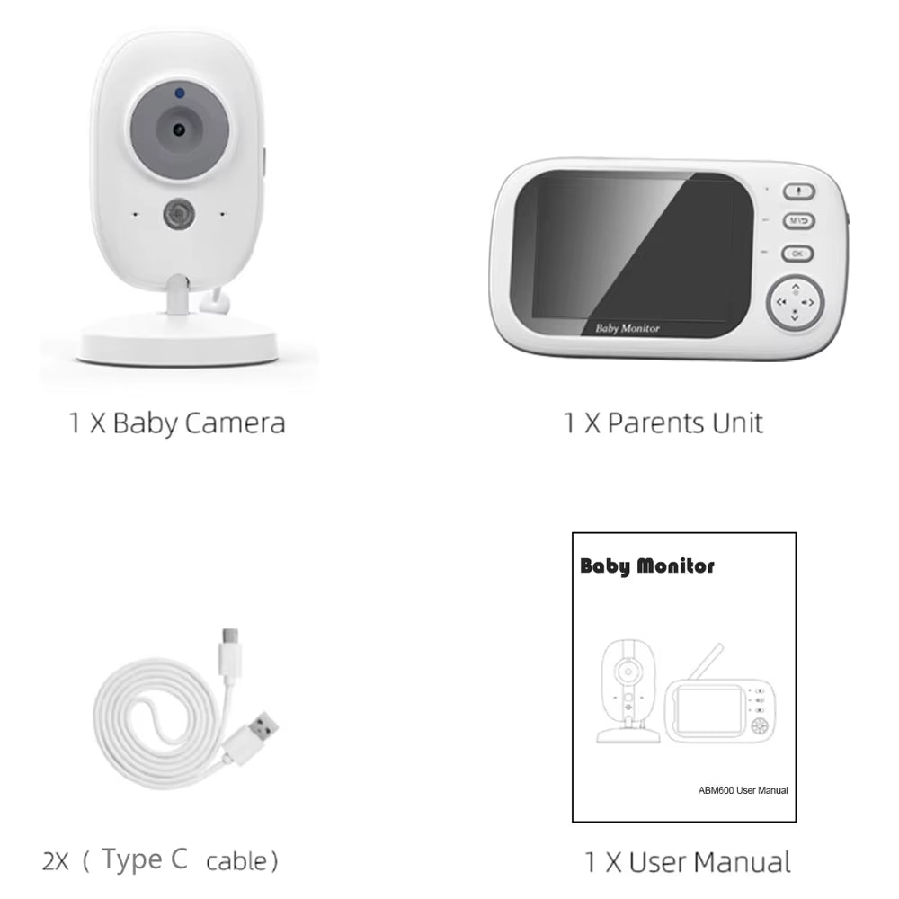 New 3.5'' Video Baby Monitor Night Vision Security Cam 2.4G Mother Kid 2 Way Audio Talk Video Surveillance Cam with Temperature