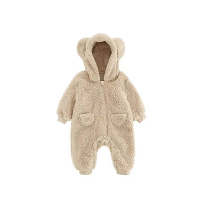 Autumn Spring Clothes Newborn Baby Boys Fleece Cotton Jumpsuit for Baby Girls Hooded Romper Infant Christmas Costumes 0-18M