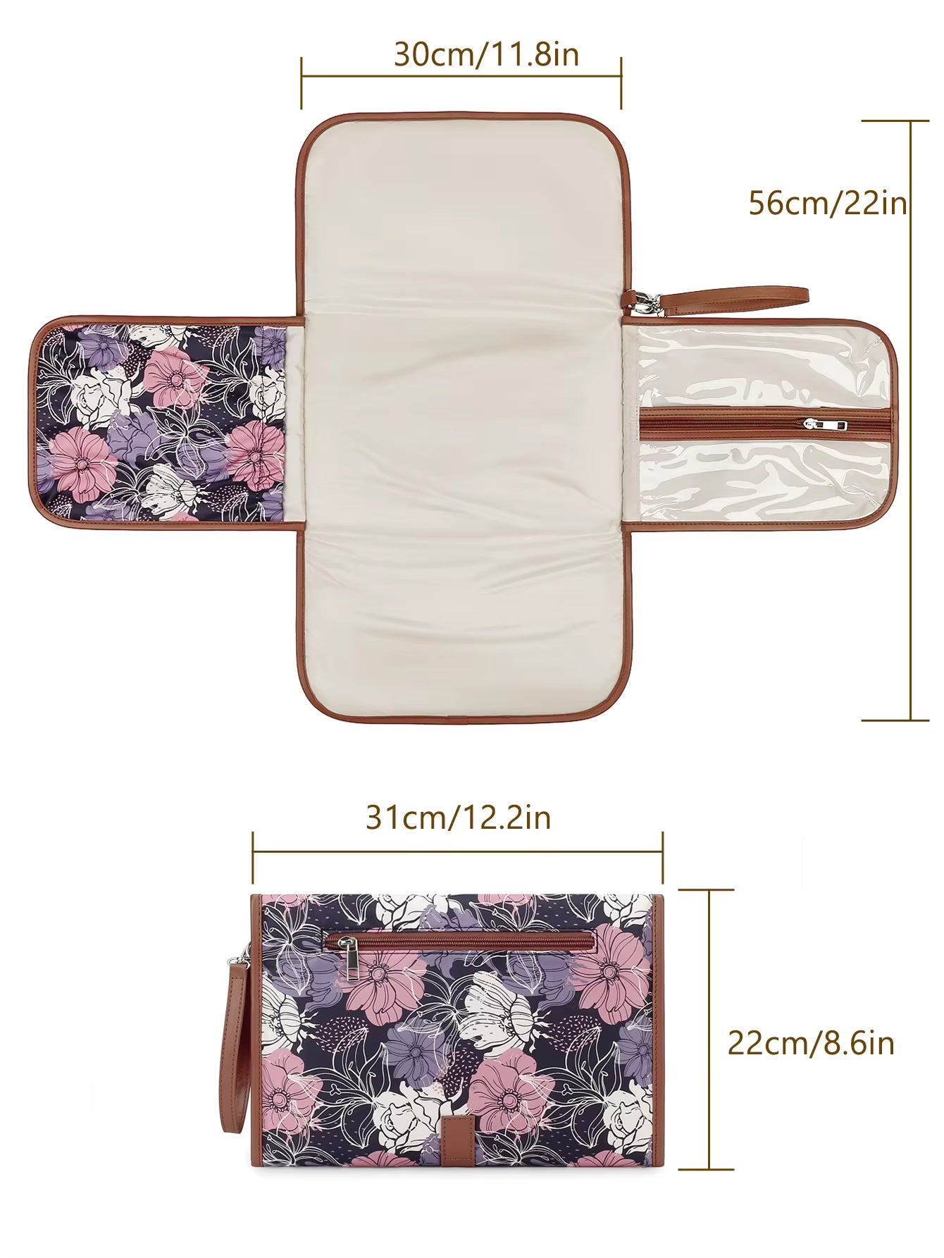 Portable Diaper Changing Pad, Portable Changing Pad for Newborn Girl & Boy - Baby Changing Pad with Smart Wipes Pocket