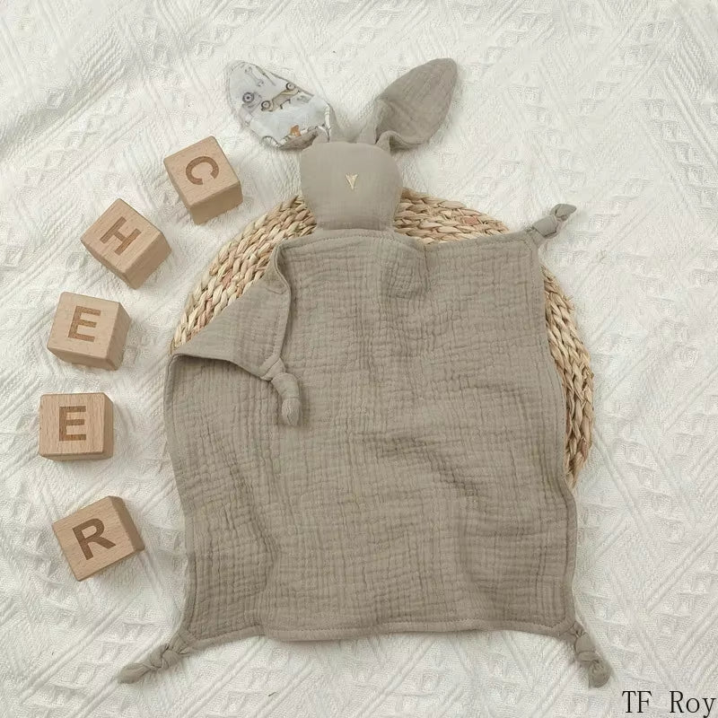 Cute Baby Rabbit Cat Comforter Soft Cotton Sleeping Dolls Soothing Cloth Blanket Baby Muslin Towel Newborn Appease Towel Bibs
