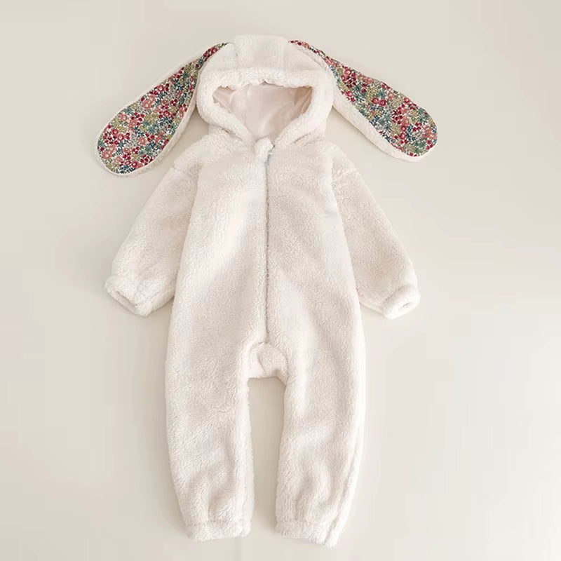 Spring Baby Girls Boys Rabbit Romper Newborn One-Piece Jumpsuit Hooded Pajamas Boys Plush Homewear Outfits Baby Costume