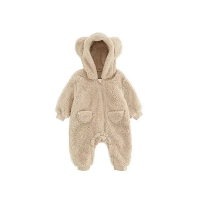 Autumn Spring Clothes Newborn Baby Boys Fleece Cotton Jumpsuit for Baby Girls Hooded Romper Infant Christmas Costumes 0-18M