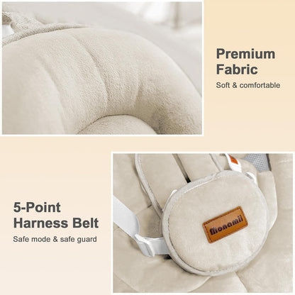 Baby Swings for Infants,  Baby Swing, Bluetooth Infant Swing with Music Speaker, 5 Speeds and Remote Control, Indoor & Outdoor Use (Beige)