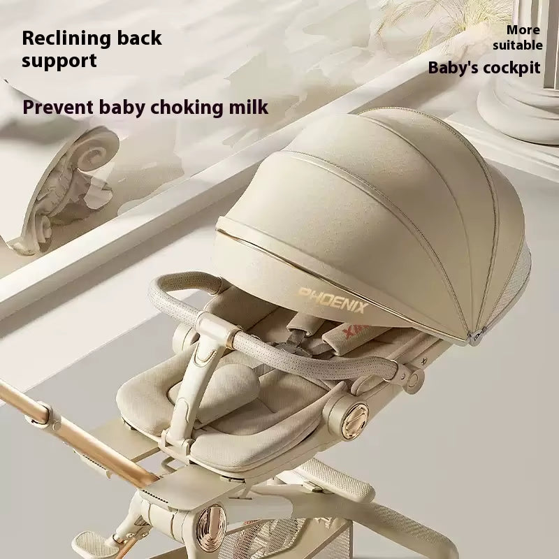 Fold Infant Bidirectional Shock Absorption Baby Handcart Reclining Out Shade Cortex Seat